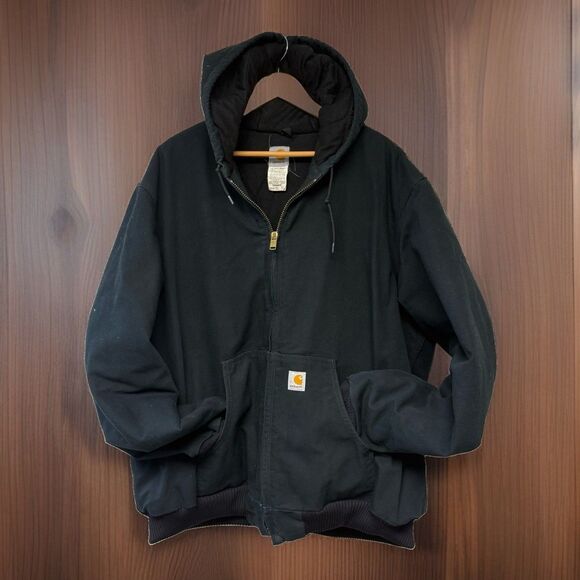 Carhartt Other - Vintage Carhartt Quilt-Lined Hooded Jacket Black J140 BLK 2XL  USA Union Made